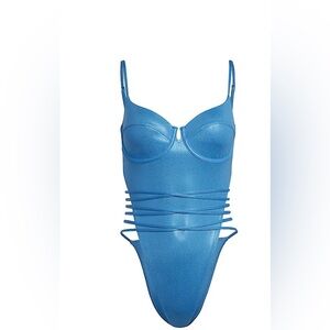 IVY PARK adidas metallic glitter NWT aqua turquoise teal swimsuit swimwear